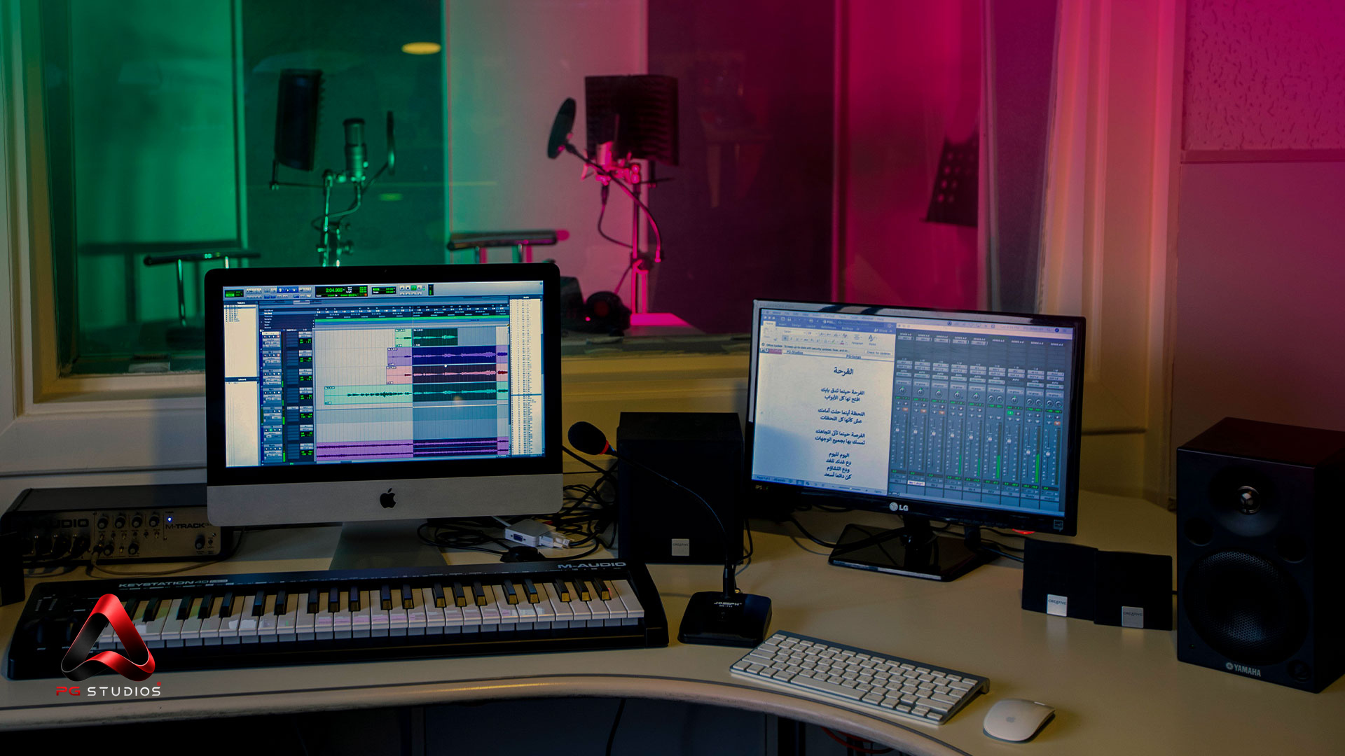 PG Studios audio control room and recording booth
