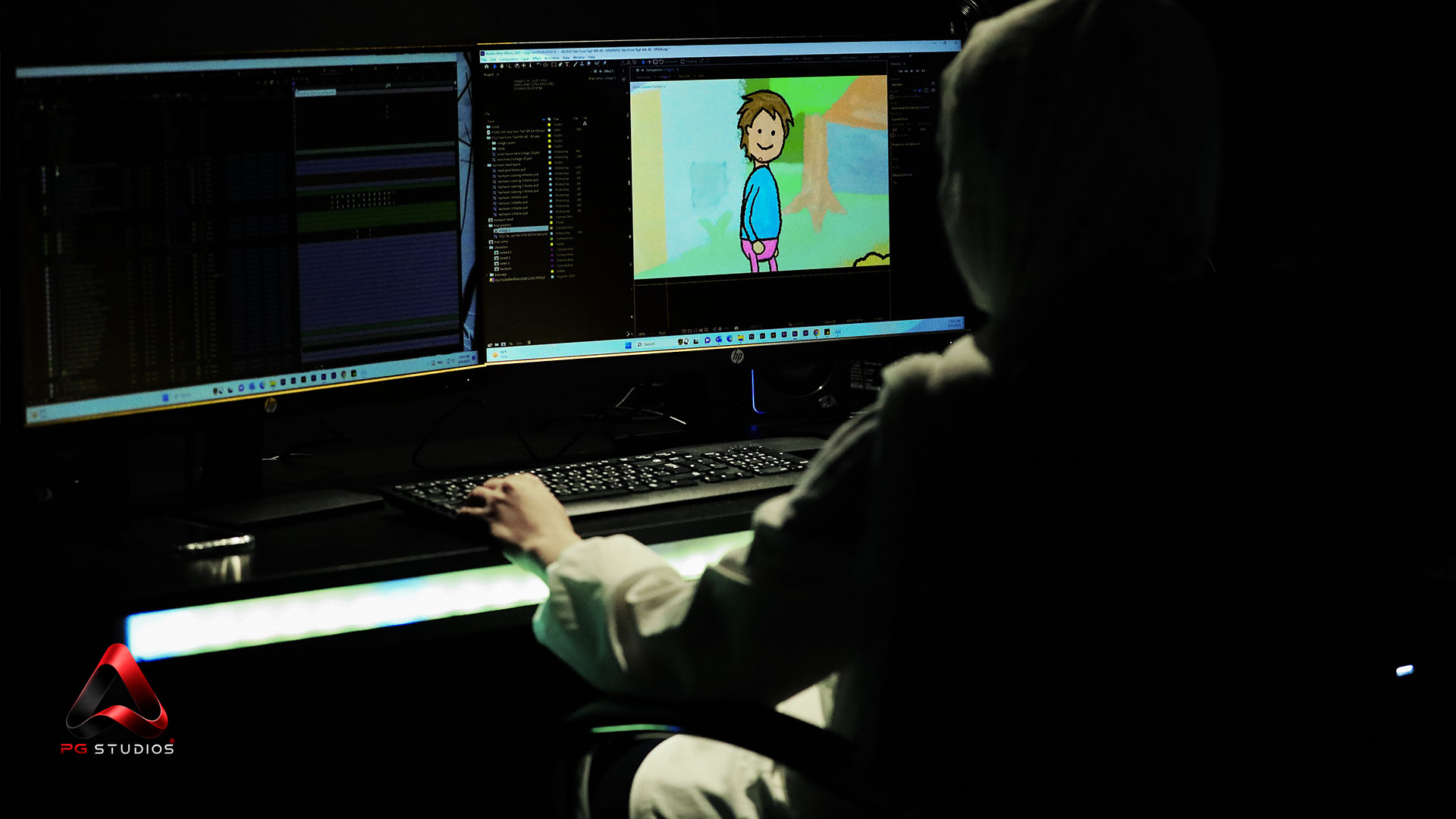 Animation production workstation at PG Studios