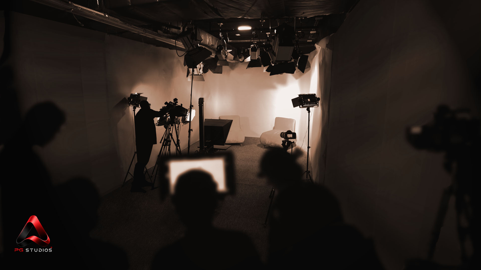 Camera and lighting setup on the PG Studios production stage
