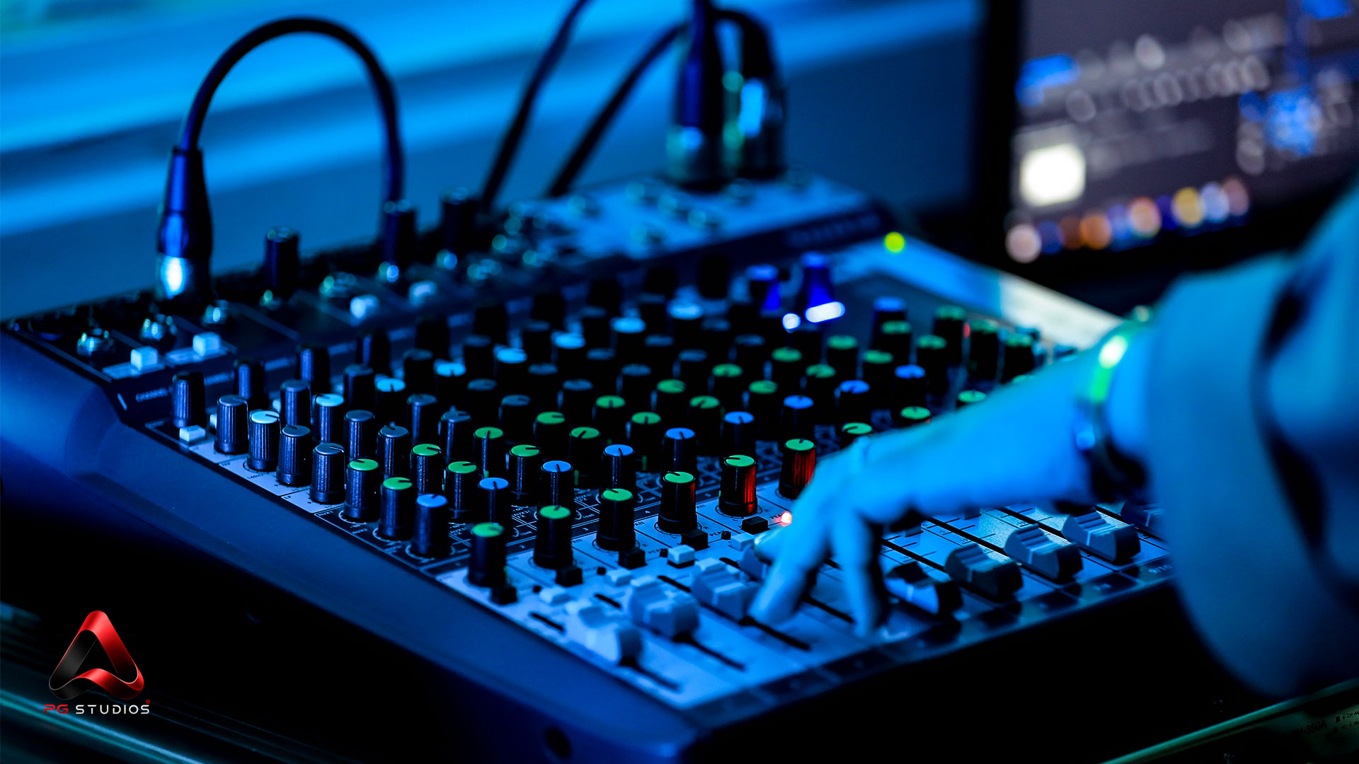 Audio mixing console at PG Studios